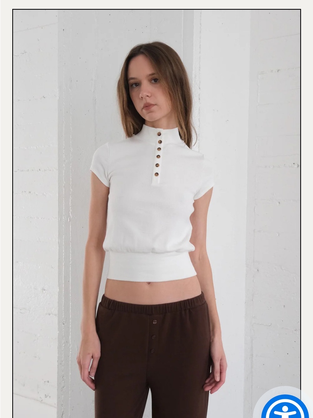 Geel Jasper Tee— mock neck polo with buttons